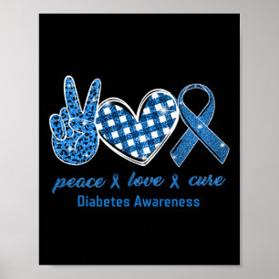 Poster Peace Love Cure Leopard Sensibilisation au diabète