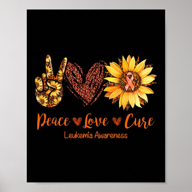 Poster Peace Love Cure Leukemia (Devant)