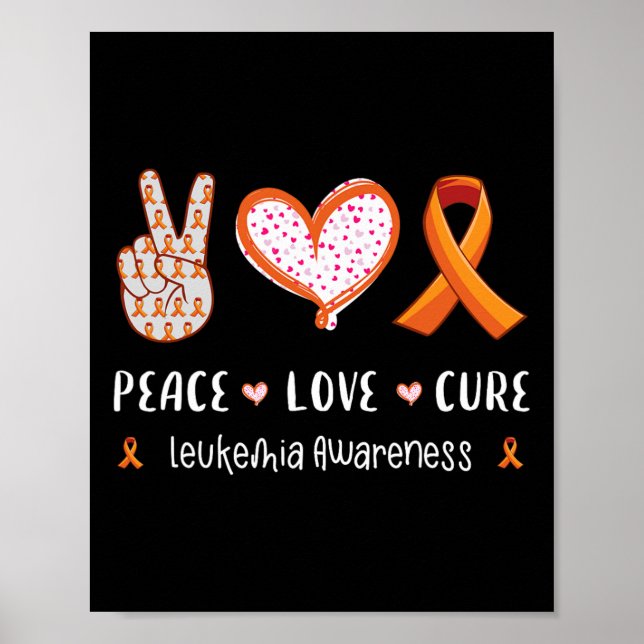 Poster Peace Love Cure Leukemia Sensibilisation Hommes Fe (Devant)