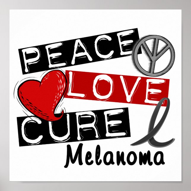 Poster Peace Love Cure Melanoma (Devant)