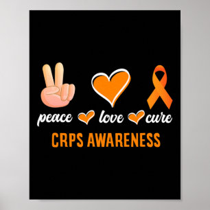 Poster Peace Love Cure Orange Ribbon Rsd Crps Sensibilisa