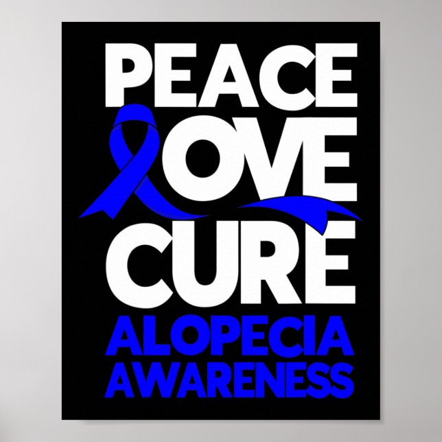 Poster Peace Love Cure Support Alopecia Awareness Ruban (Devant)