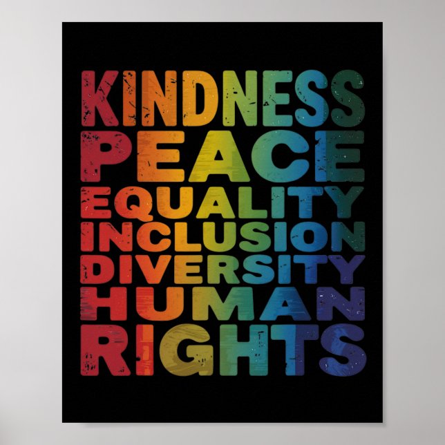 Poster Peace Love Diversité Inclusion Égalité Black Hist (Devant)