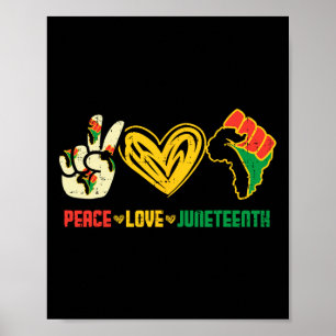 Poster Peace Love Drapeau du 19 juin Africain Noir