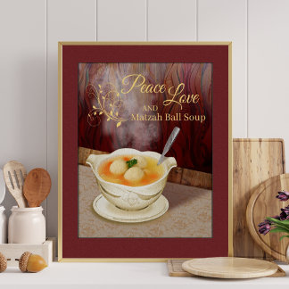 Poster Peace Love et Matzah Ball Soup Kitchen Art Imprime