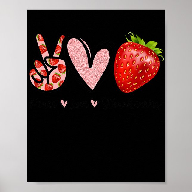 Poster Peace Love Farmer fraises Lover (Devant)