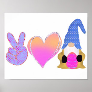 Poster Peace Love Gnome   Belle Sublimation Pastel de Pâq