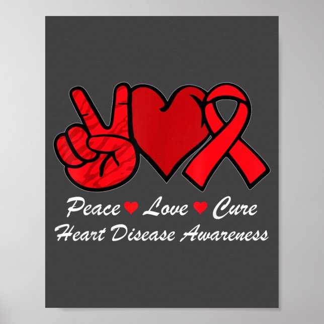 Poster Peace Love Heart Disease Awareness Chd Suprt Wear  (Devant)