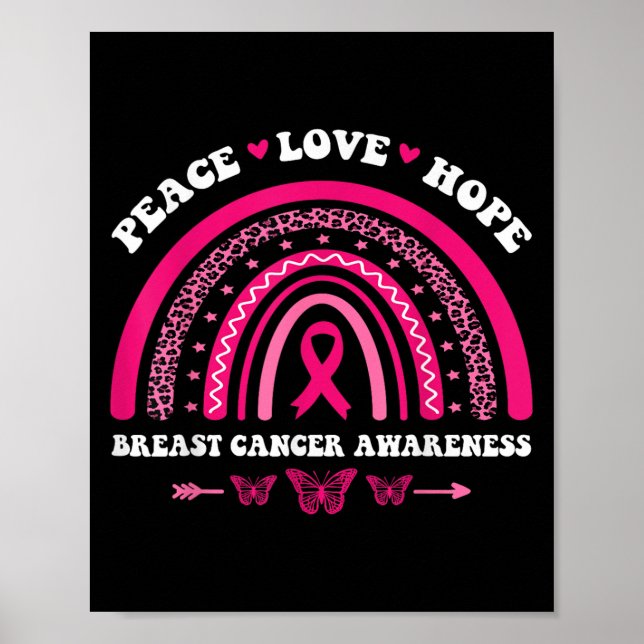 Poster Peace Love Hope Cancer du sein arc-en-ciel Émotion (Devant)