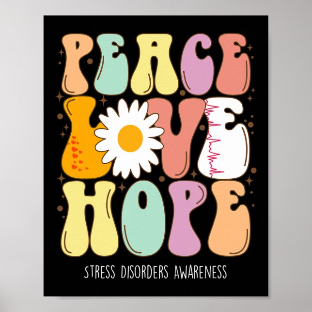 Poster Peace Love Hope Stress Disorders Cadeau de sensibi (Devant)
