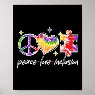 Poster Peace Love Inclusion Rainbow Tie Dye Autism Award