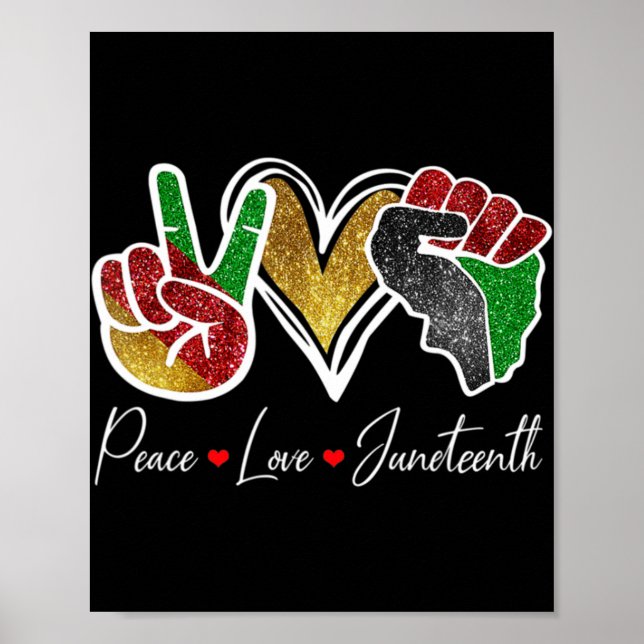Poster Peace Love Junetten Black Pride Freedom 4th Of J (Devant)