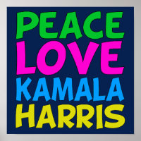 Peace Love Kamala Harris Cute Blue
