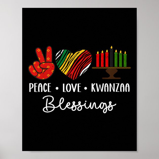 Poster Peace Love Kwanzaa Bénédictions Noël Afrique Hol (Devant)