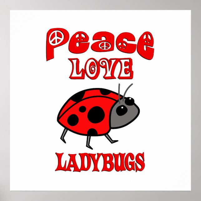 Poster Peace Love Ladybugs (Devant)