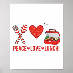 Poster Peace Love Lunch Lady Appréciation Box Retour À Sc
