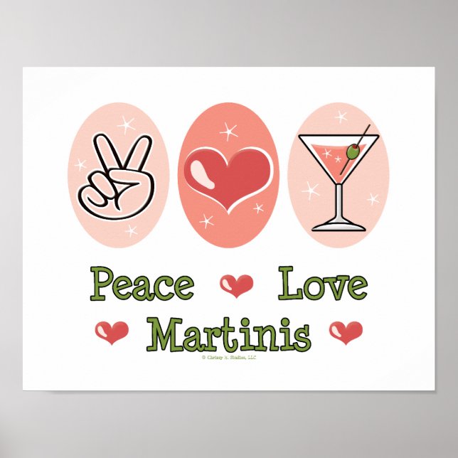 Poster Peace Love Martini (Devant)