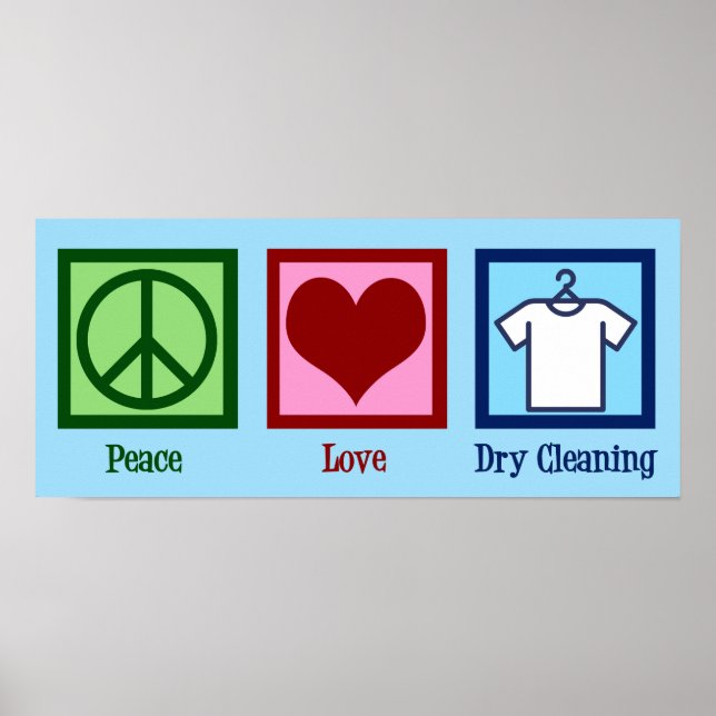 Poster Peace Love Nettoyage à sec (Devant)