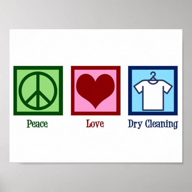 Poster Peace Love Nettoyage à sec (Devant)