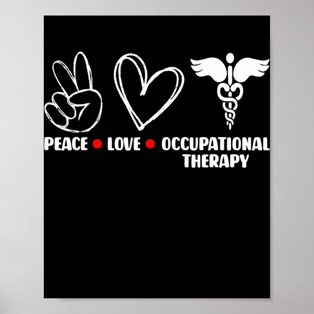 Poster Peace Love OT ergothérapeute (Devant)