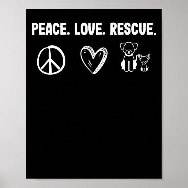 Poster Peace Love Secourt Adoption Animal Shelter (Devant)