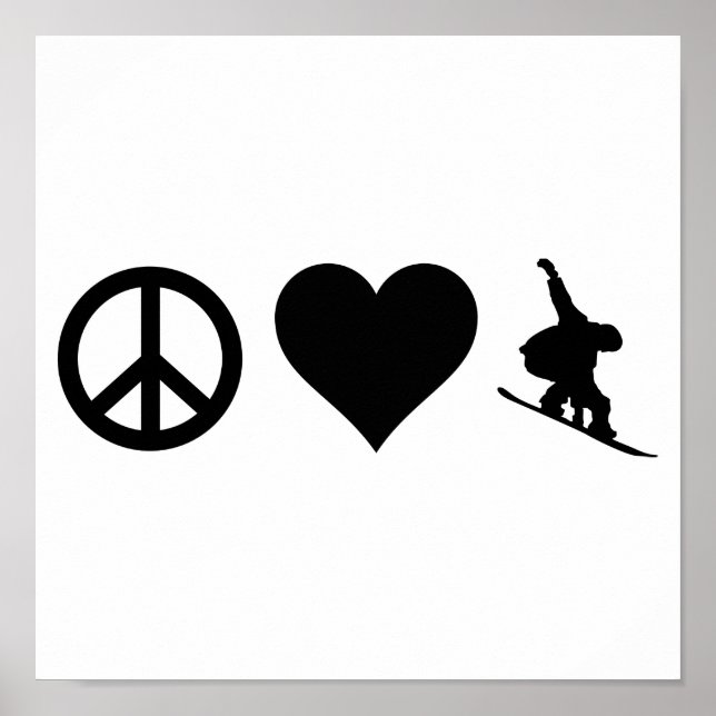 Poster Peace Love Snowboard (Devant)