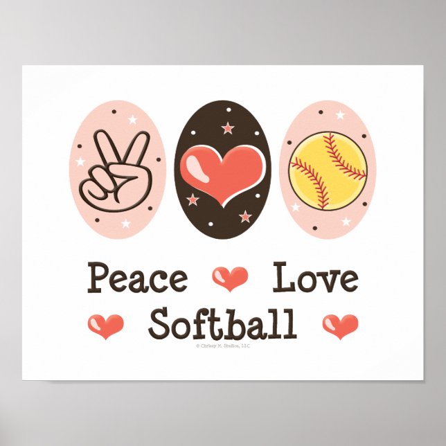 Poster Peace Love Softball Imprimer (Devant)