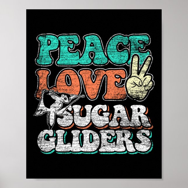 Poster Peace Love Sugar Gliders (Devant)