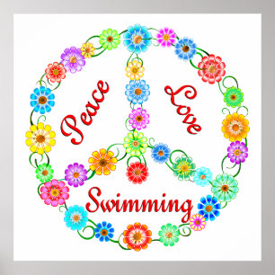 Poster Peace Love Swimming