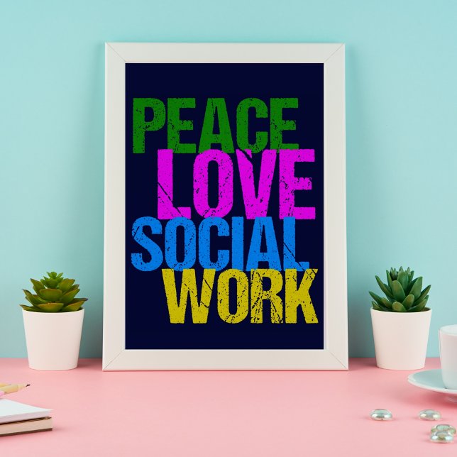 Poster Peace Love Travail social (Créateur téléchargé)