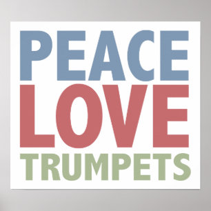 Poster Peace Love Trumpets