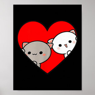Poster Peach Cartoon Love Goma Cat Saint Valentin Coeur