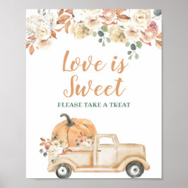 Poster Peach Citrouille Rustic Truck Love is Sweet Sign