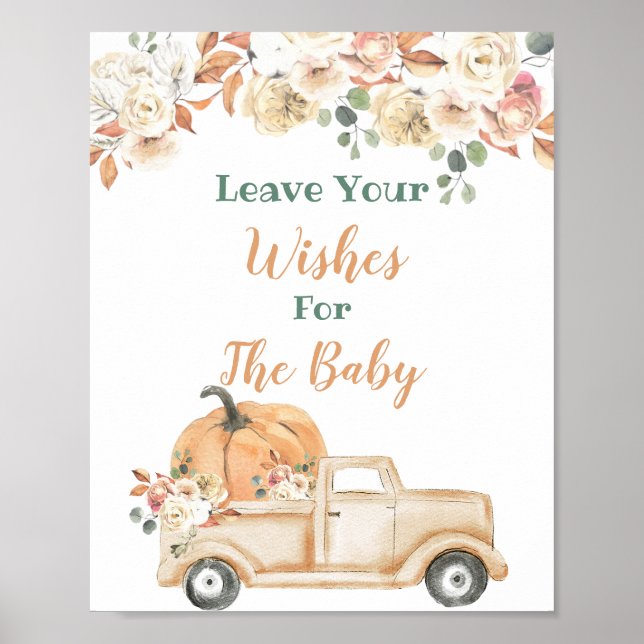 Poster Peach Citrouille Rustic Truck Wives for Baby Sign (Devant)
