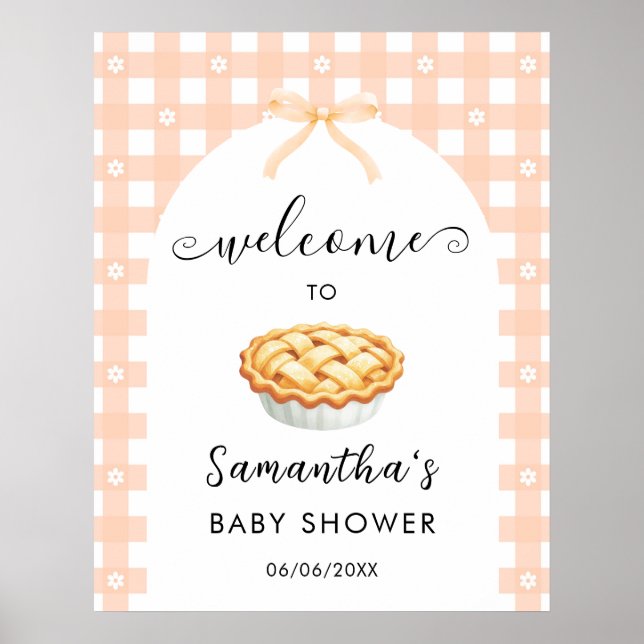 Poster Peach Coquette Pie Baby Shower Welcome (Devant)