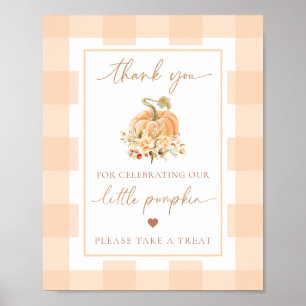 Poster Peach En vichy Un Petit Baby shower Citrouille Pri