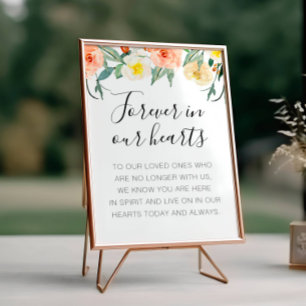Poster Peach Floral Forever In Our Hearts Memorial