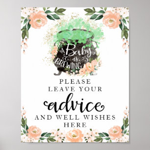 Poster Peach Flowers Baby shower Halloween Signal de cons