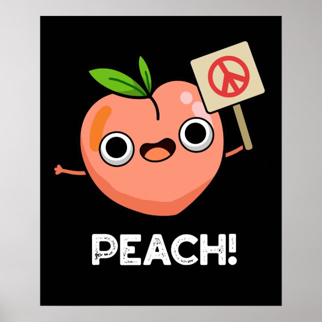 Poster Peach Funky Peace Fruit Pun Dark BG (Devant)