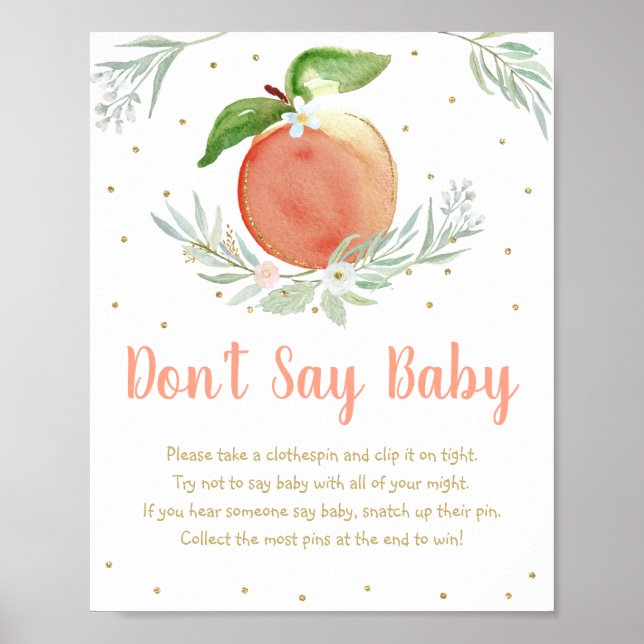 Poster Peach Gold Floral Ne pas dire Baby Game (Devant)