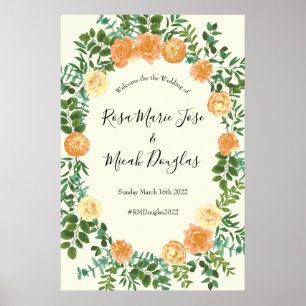 Poster Peach Ivory Mariage Rose Vintage