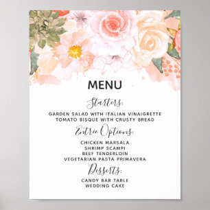 Poster Peach & Mint Succulents Mariage Menu Panneau Table