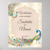 Peacock Arabe motif Indien mariage bienvenue
