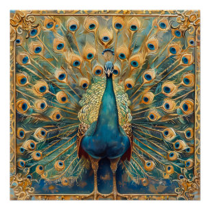 Poster Peacock Art Nouveau