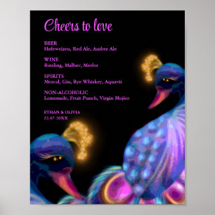 Poster Peacock Jewel Tones Mariage boissons panneau du me