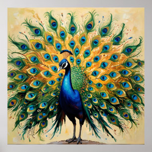 Poster Peacock of Hidden Stories - Indian Folk Art Fusion