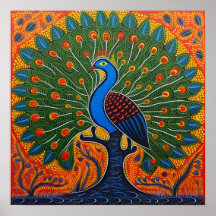 Peacock Orange | Art de l'Inde