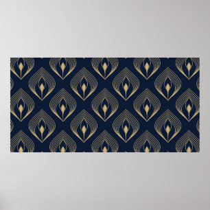 Poster Peacock plume ombre motif ditzy motif floral.