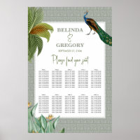 Peacock Tropical Green Graphique Mariage assis