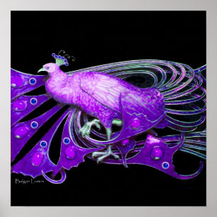 Poster PEACOCK, violet bleu violet noir